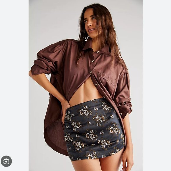 NWT Free People All Dressed Up Embroidered Floral Mini Skirt - Picture 4 of 4